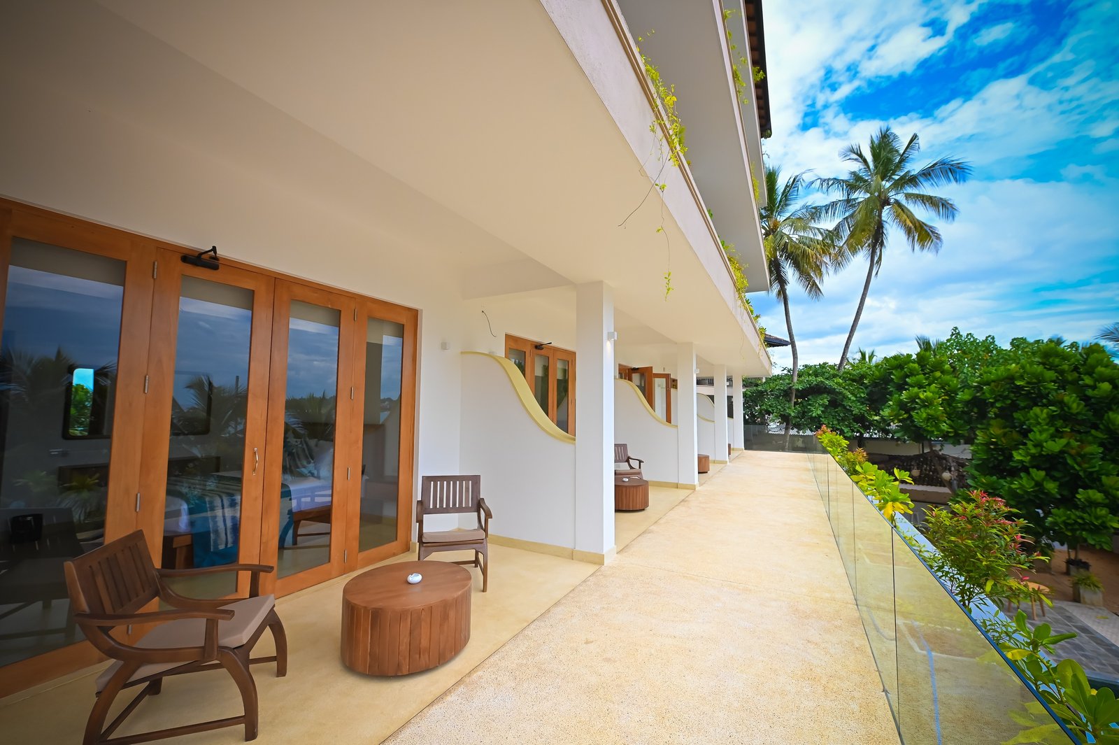 Garden terrace with palm trees