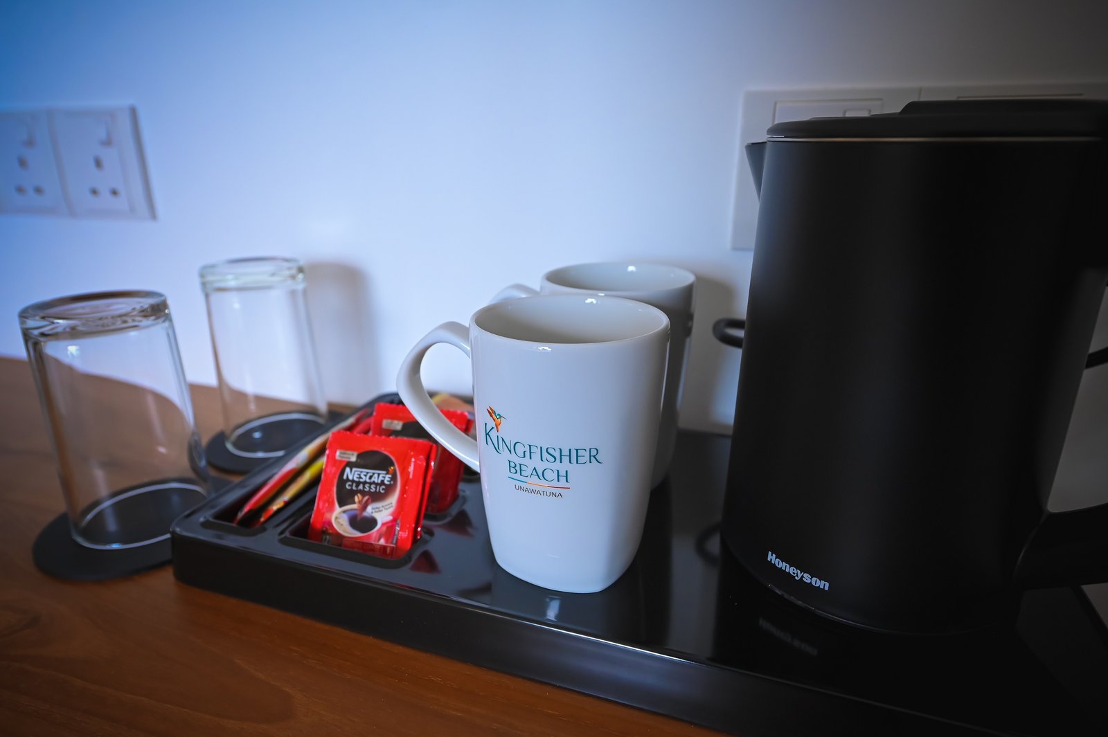 Kingfisher branded in-room tea and coffee